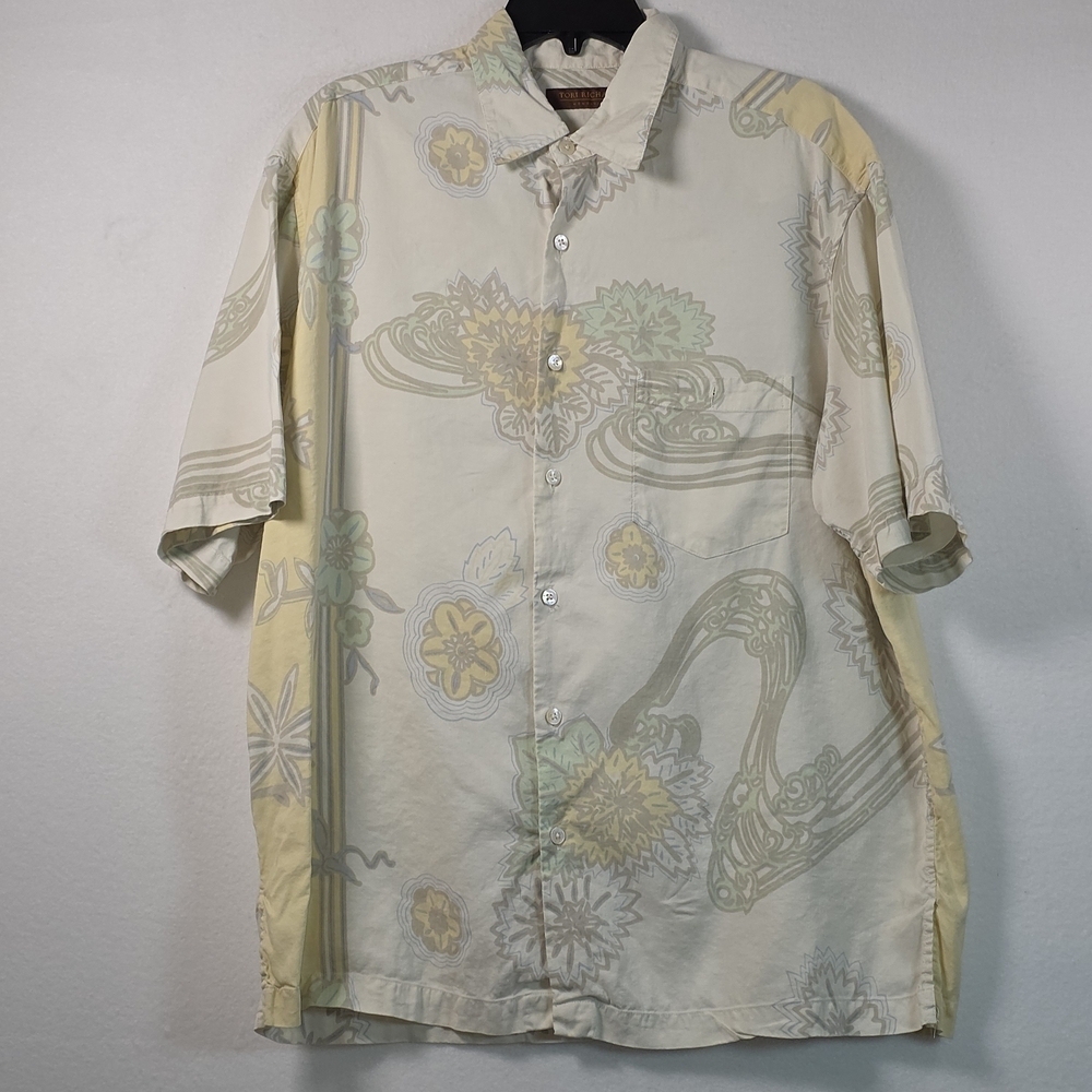 Tori Richard Silk Linen Mens Resort Shirt Sz L